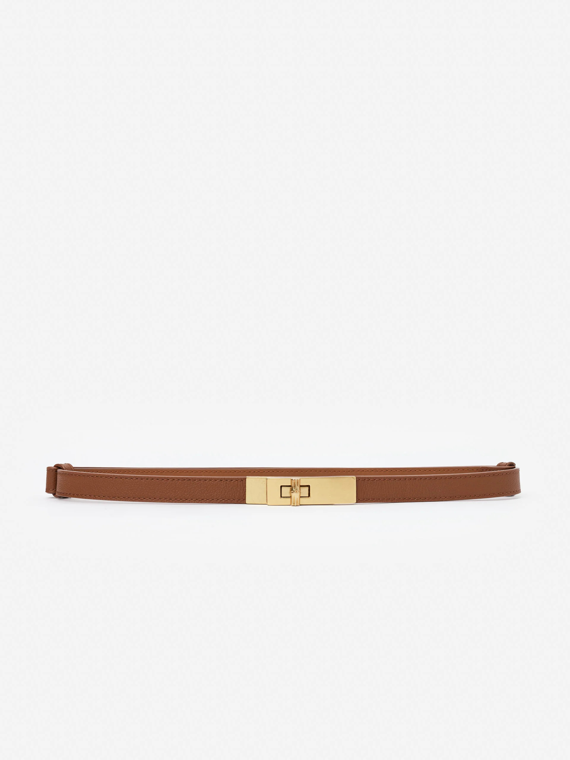 J.McLaughlin Women's Liv Leather Belt Saddle, Size Medium/Large | J.McLaughlin