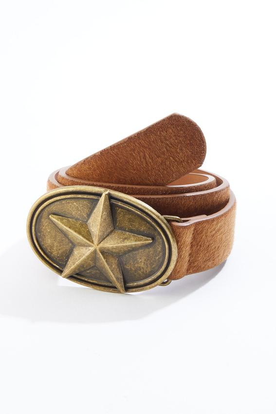 Faux Cowhide Star Buckle Belt | Cato Fashions