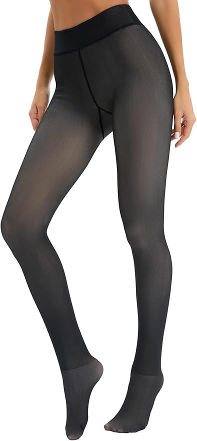Famulily Women Warm Fleece Fake Translucent Tights Leggings High Waisted Pantyhose Winter Tights ... | Amazon (UK)