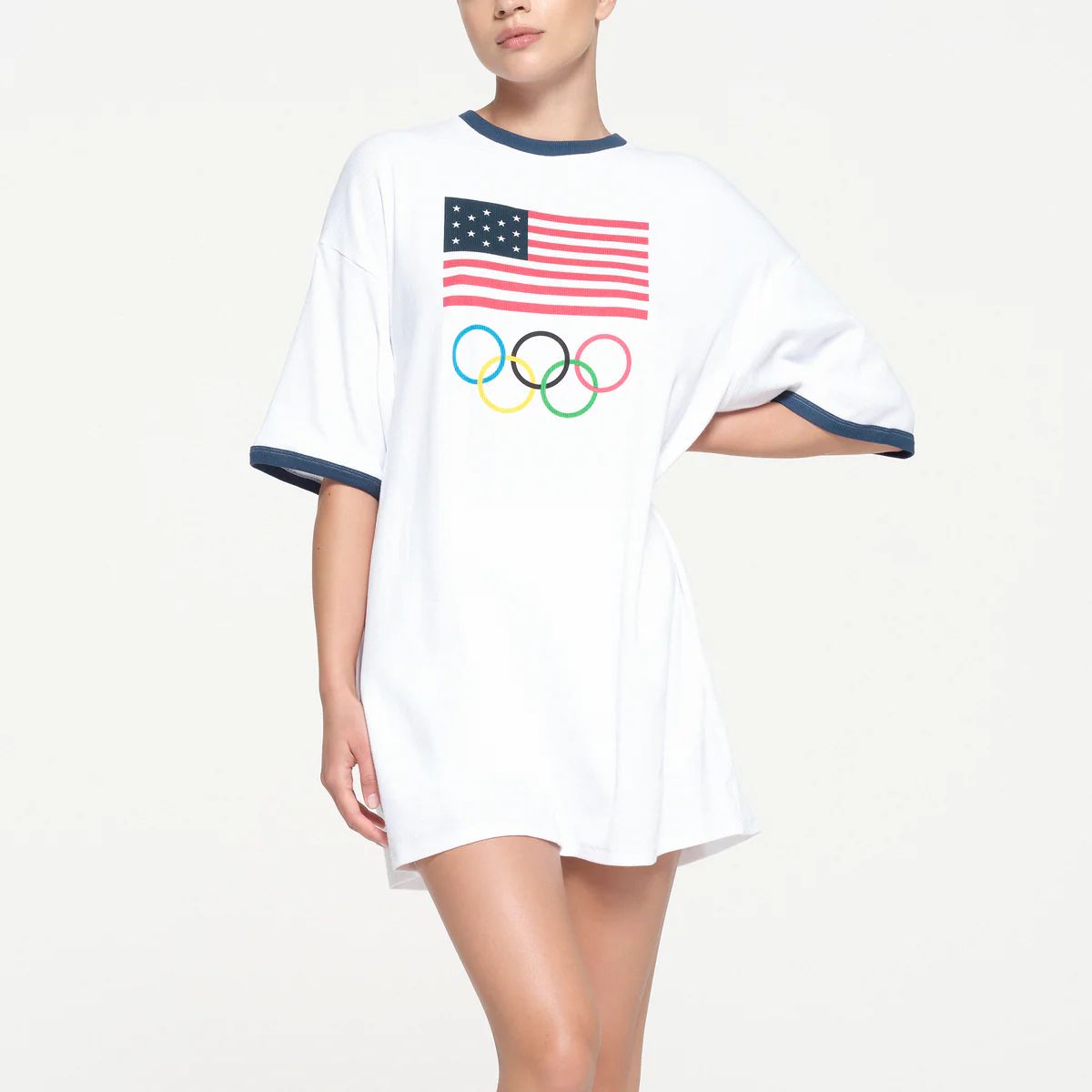 COTTON RIB OLYMPIC T-SHIRT MINI DRESS | SKIMS (US)