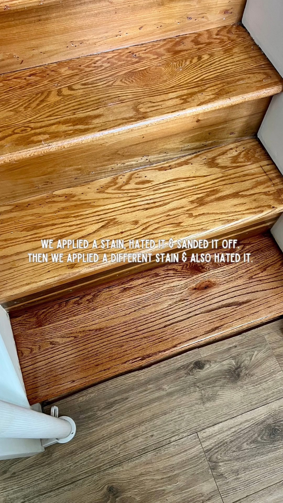 Not the stair update I was hoping to share 😅 

I really thought we were finally done with this project, but apparently these stairs had other plans. 
Two stains down, two disappointments, and we’re back to sanding again. 
At this point, I’ve given up on a perfect match — I’ll happily settle for similar. 😂

#DIYHomeProjects #StairMakeover #HomeRenovation #DIYFail #OldHouseProjects

#LTKdayinmylife #LTKstorytime #LTKHome