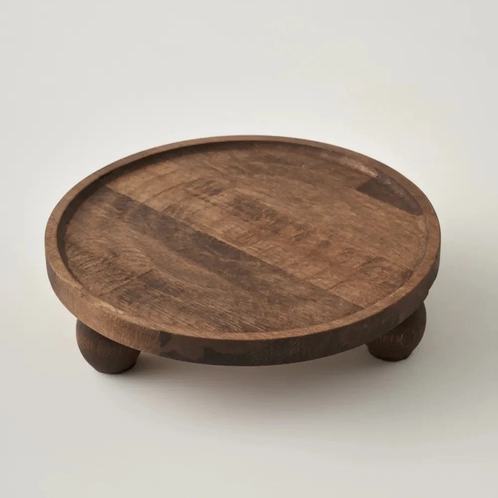 Wooden Round Serving Stand - Default Title - Bella Maison | Bella Maison USA