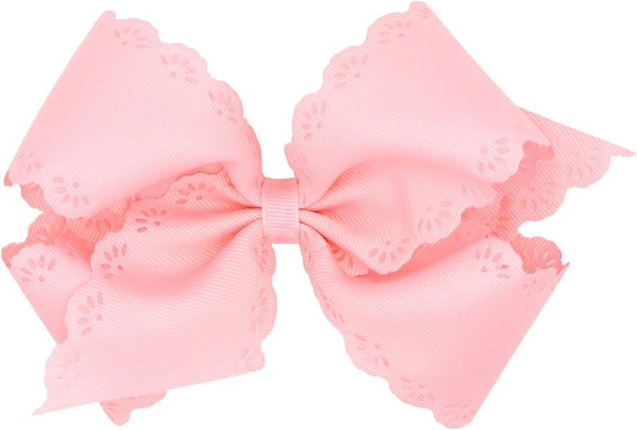 Wee Ones Girls' Grosgrain Floral Eyelet Embossed Edge Hair Bows on a WeeStay Hair Clip, Small Kin... | Amazon (US)