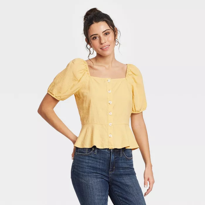 Women's Puff Short Sleeve Peplum Blouse - Universal Thread™ | Target