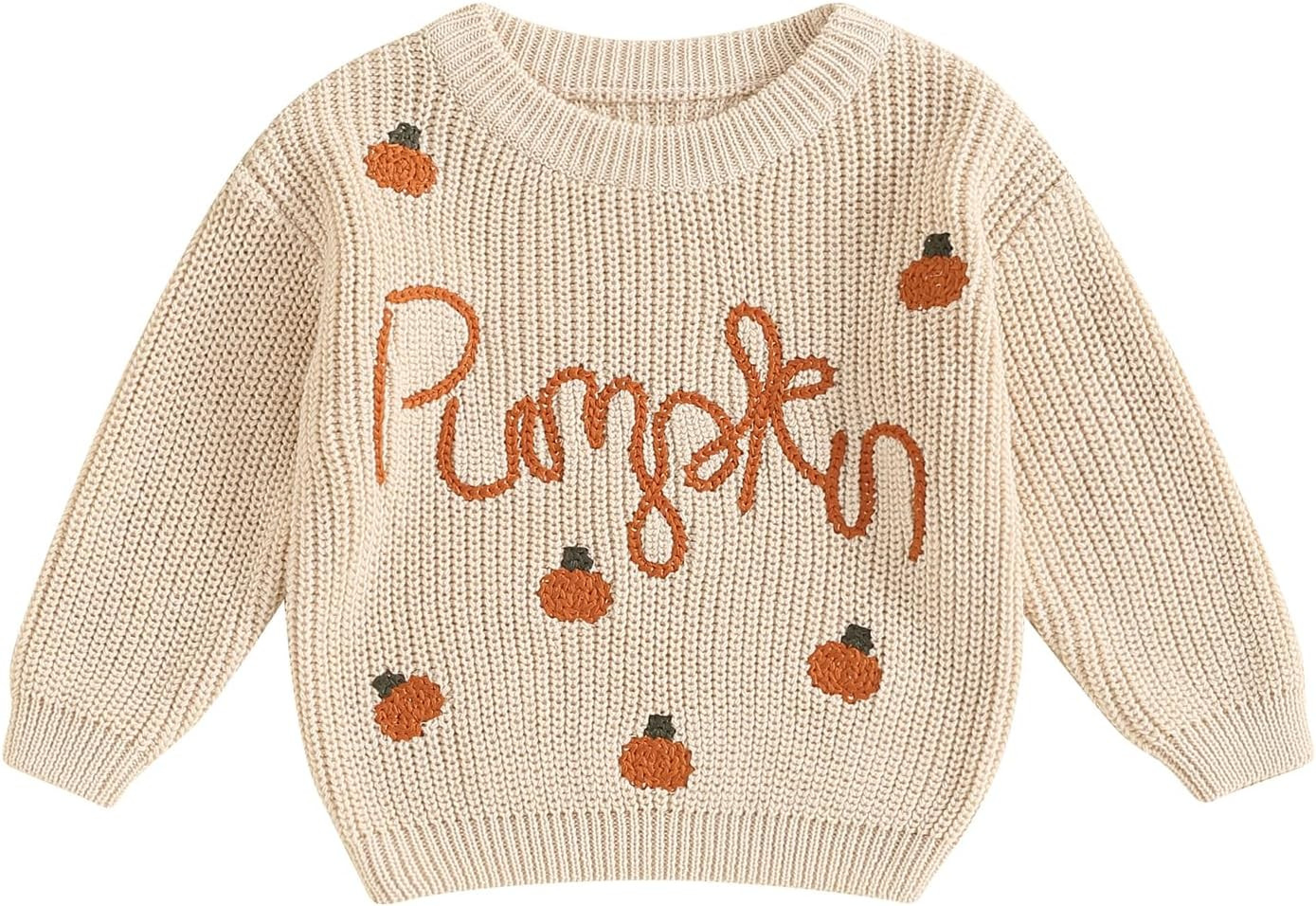 Toddler Baby Boy Girl Halloween Outfit Infant Pumpkin Embroidery Knit Sweaters Sweatshirt Tops Fall Winter Clothes | Amazon (US)