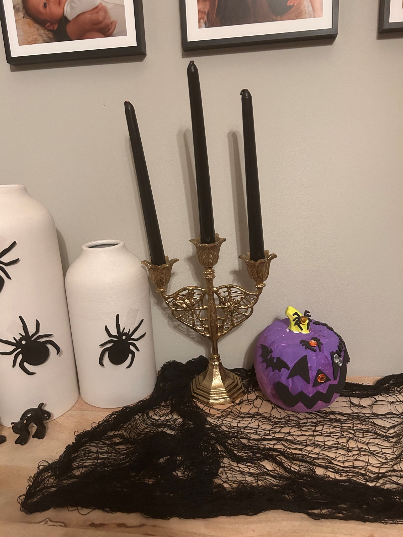 Gold antique candelabra with blood drip candles 

#LTKHome #LTKHalloween #LTKFindsUnder50