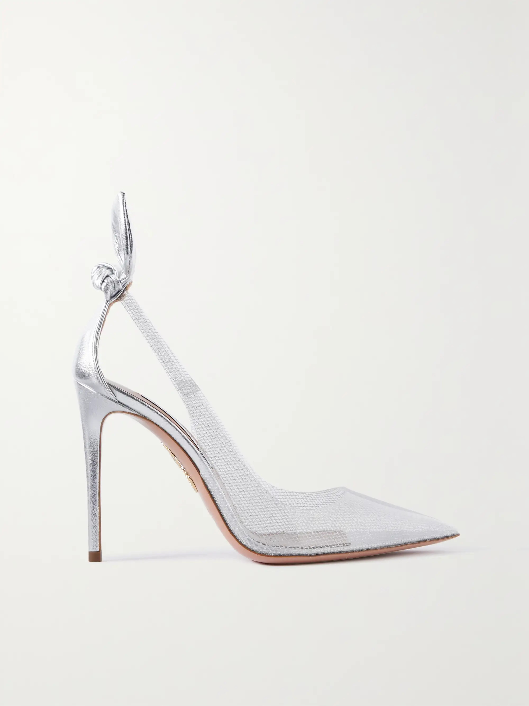 Bow Tie 105 metallic leather and glittered PVC slingback pumps | NET-A-PORTER (US)