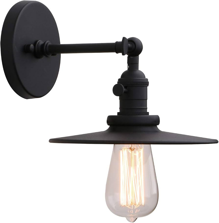 Phansthy Rustic Industrial Wall Light, 1-Light Bathroom Vanity Light with 7.9" Crafted Lampshade,... | Amazon (US)