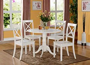 East West Furniture 5 PC Kitchen Set-Small Table and 4 dinette Chairs, 5 Pieces, Linen White Fini... | Amazon (US)