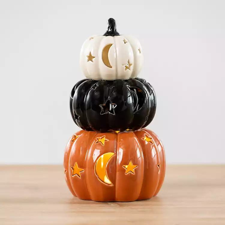 LED Ceramic Stacked Pumpkins Statue | Kirkland's Home