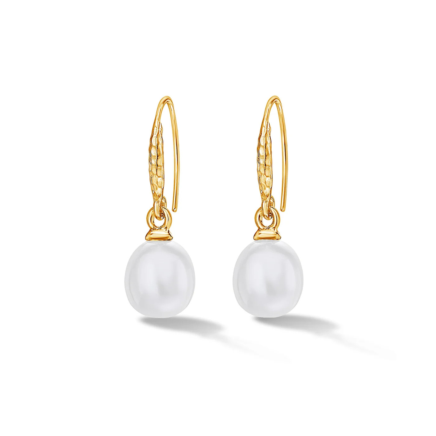 8mm Oval White Luna Pearl\u2122 Drop Earrings | Dower & Hall (Global)