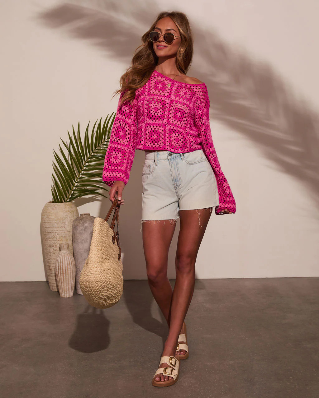 Elisa Knit Crochet Long Sleeve Top | VICI