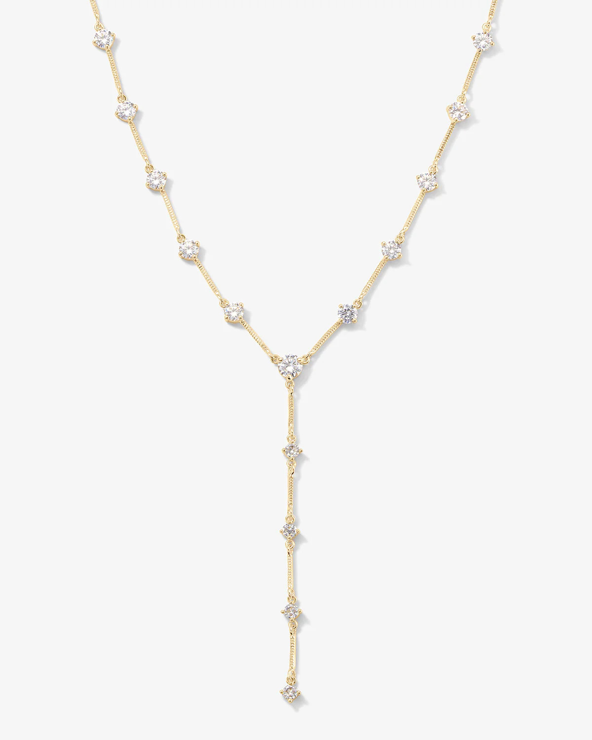 Lavish Lariat Necklace - Gold|White Diamondettes | Melinda Maria Jewelry