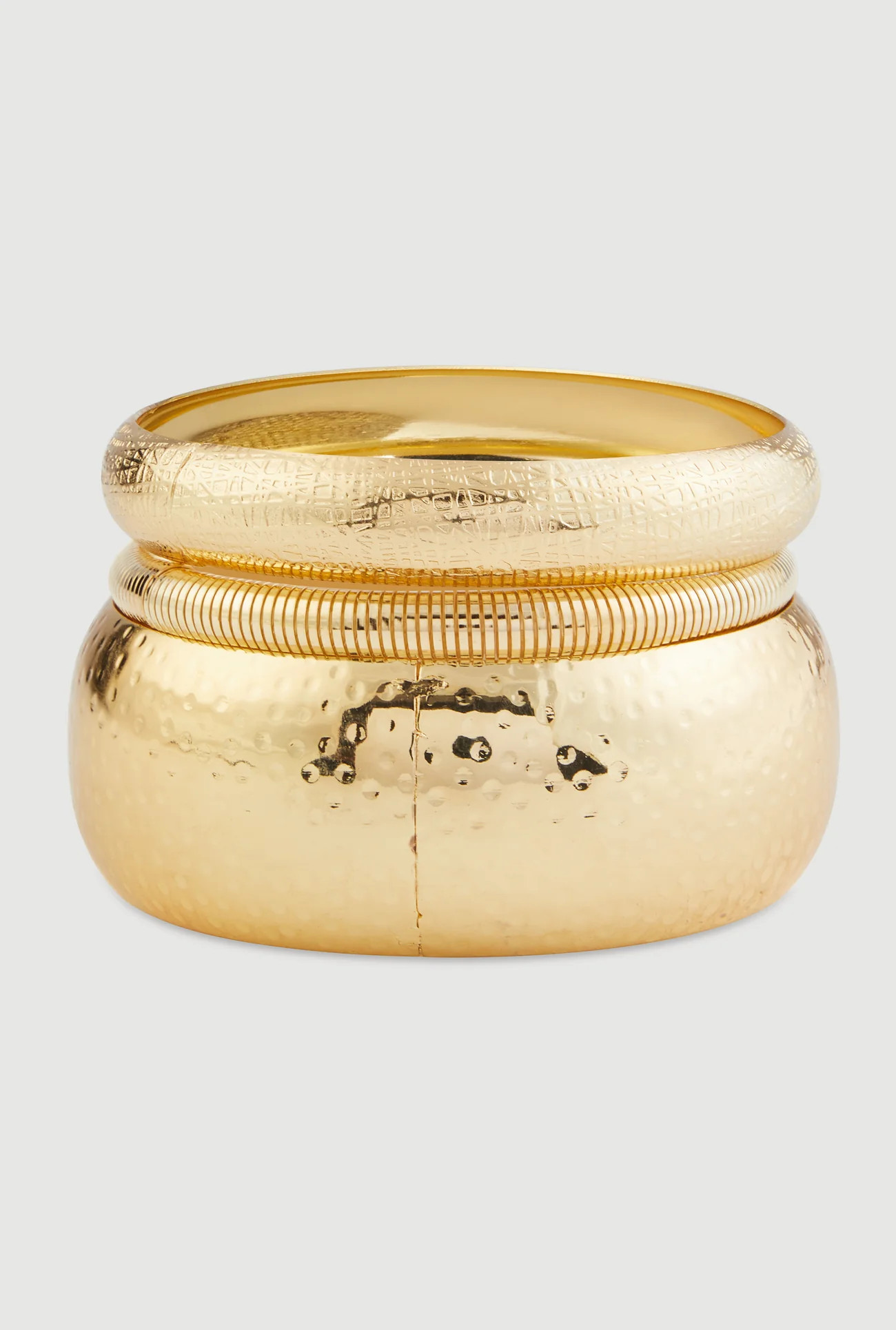 Assorted Metallic Bangles and Stretch Bracelet Set of 3 | Rainbow Shops
