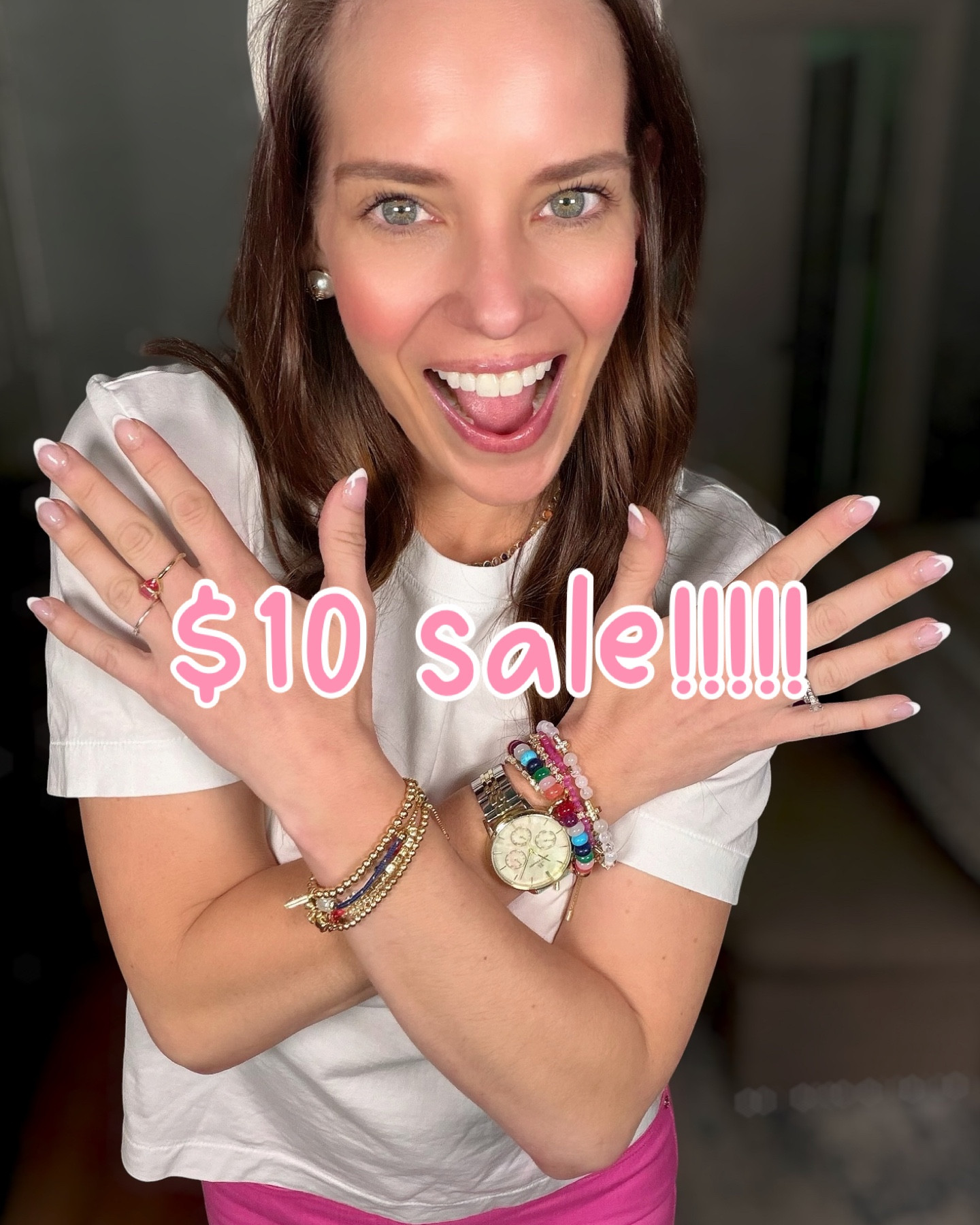 BaubleBar $10 Bracelet Stack 💖 Preppy Summer Jewelry Finds

The cutest stack alert 💖✨ BaubleBar’s summer kickoff is SO good—these bracelets are just $10 and perfect for mixing, matching, and stacking! I love how colorful and playful they are while still feeling polished and preppy.

Styled them with a simple white tee, bright pink denim, and fun striped slides for an easy everyday look that lets the accessories shine 💕 The mix of pearls, gold, and colorful beads makes this stack feel elevated but still fun for summer.

Such a great way to refresh your accessories without breaking the bank—and they make the sweetest little gifts too 🎁

baublebar bracelet stack, $10 jewelry sale, affordable jewelry finds, preppy jewelry style, colorful beaded bracelets, summer accessories 2026, stacking bracelets trend, pearl bracelet stack, gold bracelet stack, everyday jewelry essentials, gift ideas for her, budget friendly fashion finds, pink outfit ideas, preppy summer outfit, classic white tee outfit, lilly pulitzer style outfit, feminine preppy style, grandmillennial accessories, coastal preppy style, cute summer outfits, everyday mom style, casual chic outfit ideas, Mother’s Day gift, Mother’s Day jewelry, Disney jewelry, tennis bracelet 

#LTKSaleAlert #LTKMothersDay #LTKOver40