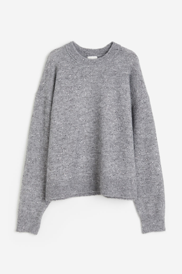 H & M - Pullover mit Perlen - Grau - Damen | H&M (DE, AT, CH, NL, FI)