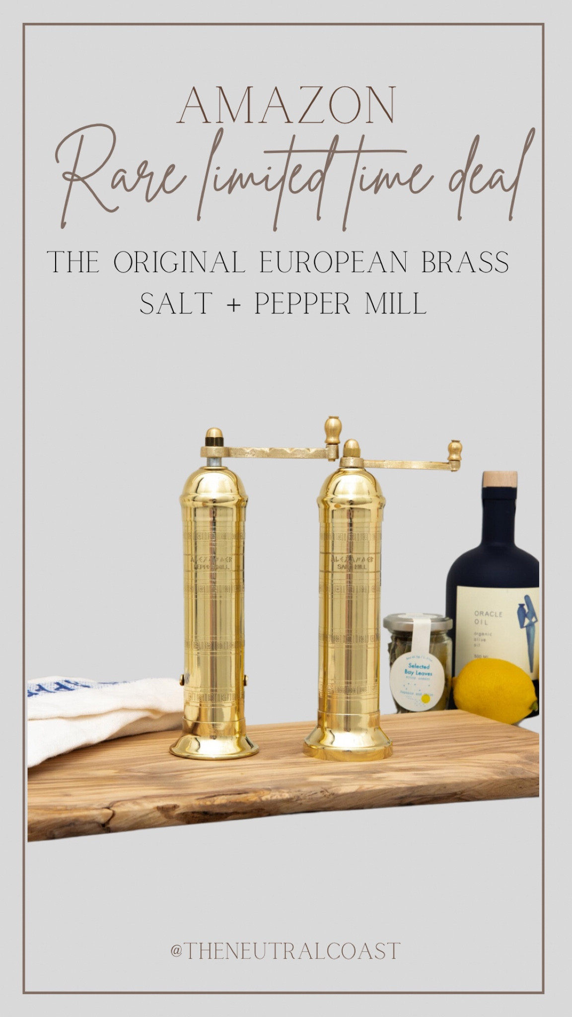 These beautiful European brass salt + pepper grinders very rarely go on sale! 
Grab them before they go back up in price! 

Amazon sale find
Limited time deal 
Amazon deals 
Brass pepper grinder 
Salt grinder. 
Kitchen neutrals 
Classic kitchen 

#LTKSaleAlert #LTKFindsUnder100 #LTKHome