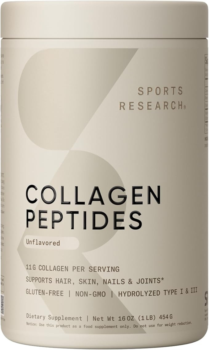 Sports Research Collagen Peptides - Hydrolyzed Type 1 & 3 Collagen Powder Protein Supplement for ... | Amazon (US)