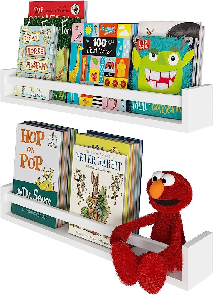 Wallniture Utah 24" Bookshelf for Kids Room Decor, White Floating Shelves for Kitchen, Bathroom Stor | Amazon (US)
