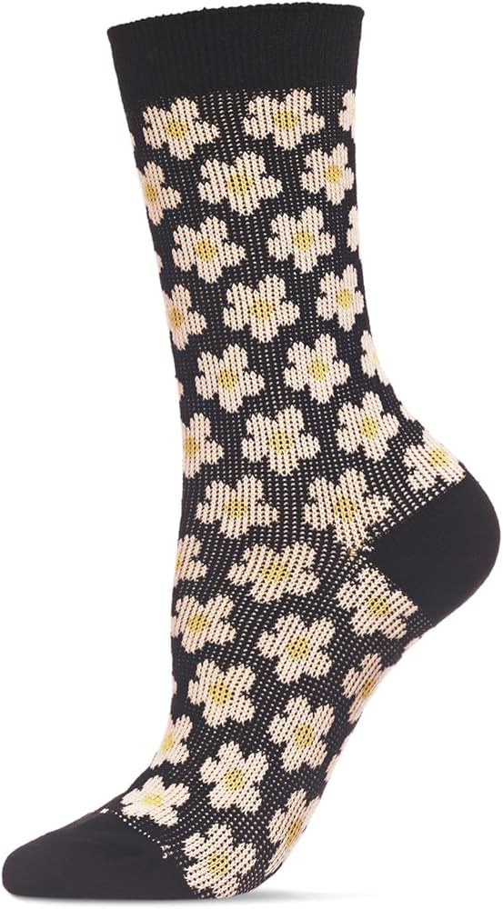 MeMoi Women's Mod Vintage Style Sweet Daisy Cotton Blend Crew Sock | Amazon (US)