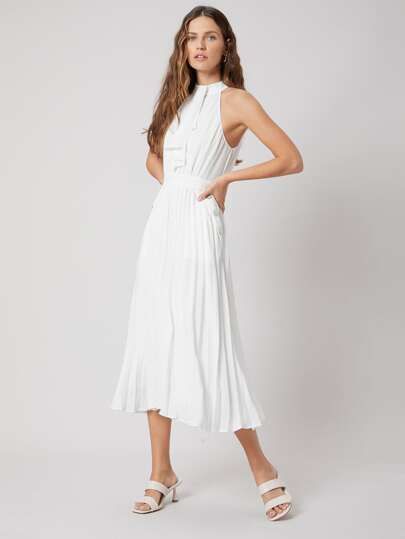 MOTF PREMIUM DRAPED PLEATED DRESS | SHEIN