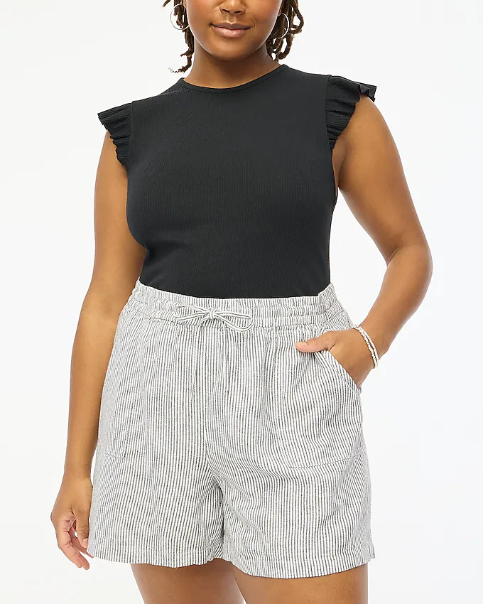 Stripe linen-blend drawstring short | J.Crew Factory