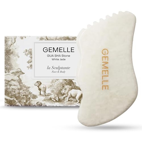 GEMELLE White Jade Gua Sha Tool | 10x Award Winner | Pure Jade Gua Sha Stone, Face Sculpting Tool, Gua Sha Facial Tools, Lymphatic Massage, Body Gua Sha Tool, Guasha Tool for Face | Gifts for Women | Amazon (US)