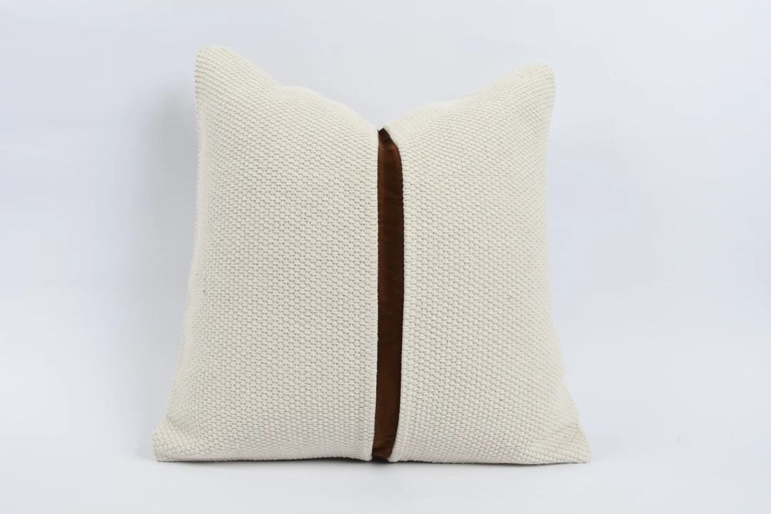 Decorative Pillow, 20x20 Kilim Pillow, Turkish Kilim Pillow, Bohemian Kilim Pillow, Brown Leather... | Etsy (US)