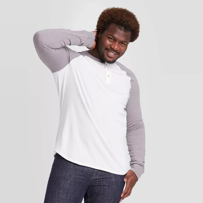 Men's Big & Tall Standard Fit Long Sleeve Button-Down Henley T-Shirt - Goodfellow & Co™ | Target
