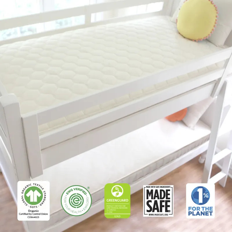 2-in-1 Organic Kids Mattress - Potty-Training Bed With Waterproof Protection on One Side, Quilted... | Naturepedic