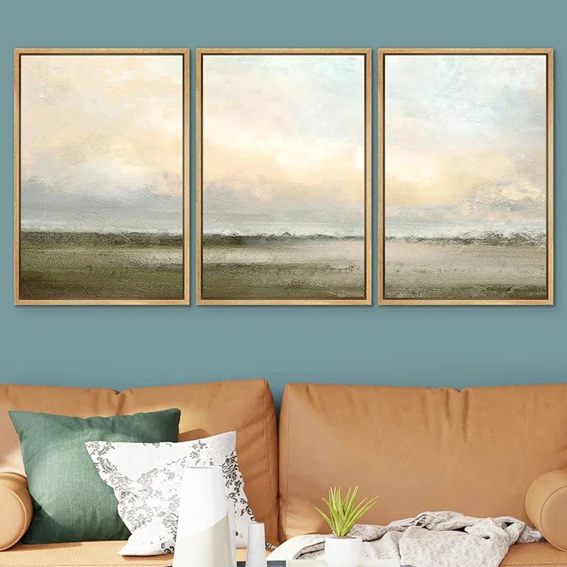 Sunset Desert Landscape Nature Framed On Canvas 3 Pieces Print | Wayfair North America