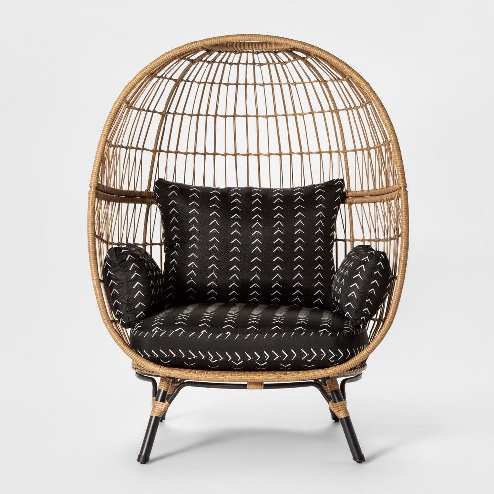 Southport Vee Stripe Patio Egg Chair - Black/White - Opalhouse | Target