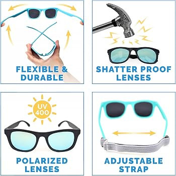 JAN & JUL Baby Toddler Kids’ Flexible UV-400 Polarized Sun-glasses with Strap for Girls Boys | Amazon (US)