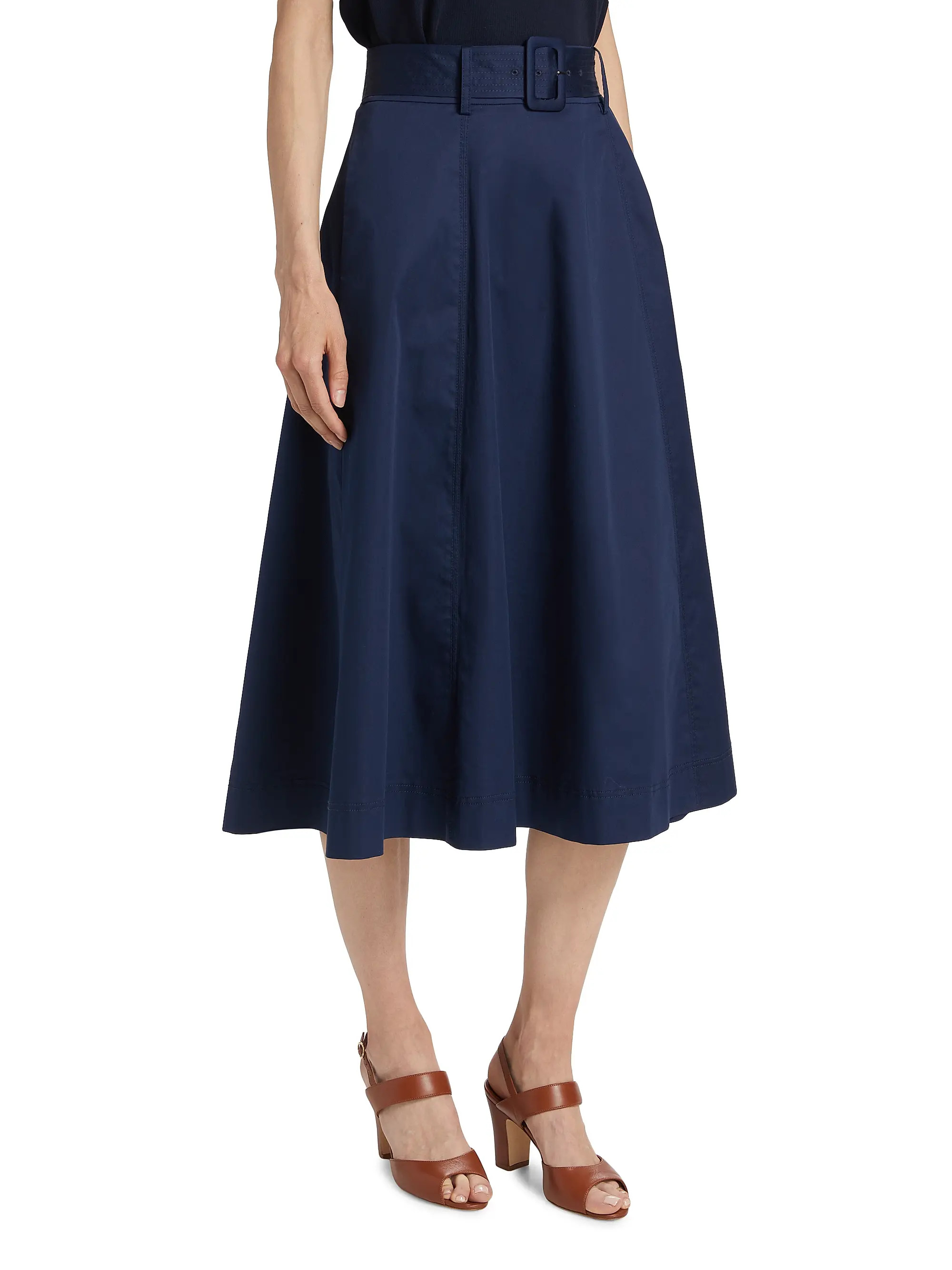 Arwen Cotton-Blend Belted Midi-Skirt | Saks Fifth Avenue