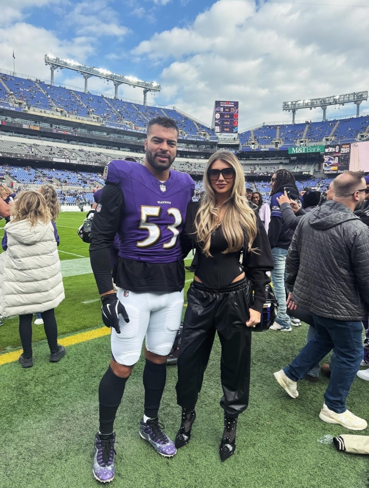 Game day win at home!! My black corseted sweatshirt is from the H&M Mugler collab, I linked a few similar options. My sunglasses are Tom Ford. My leather bomber pants are Anna & Ava, I linked a really great Steve Madden option that’s on sale. My embossed stiletto booties are Christian Louboutin “Bootytiag” style, which are sold out, but linked some similar options. Go Ravens!! 

#LTKootd #LTKstorytime #LTKdayinmylife