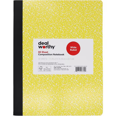 Composition Book Wide Ruled Yellow - Dealworthy™ | Target