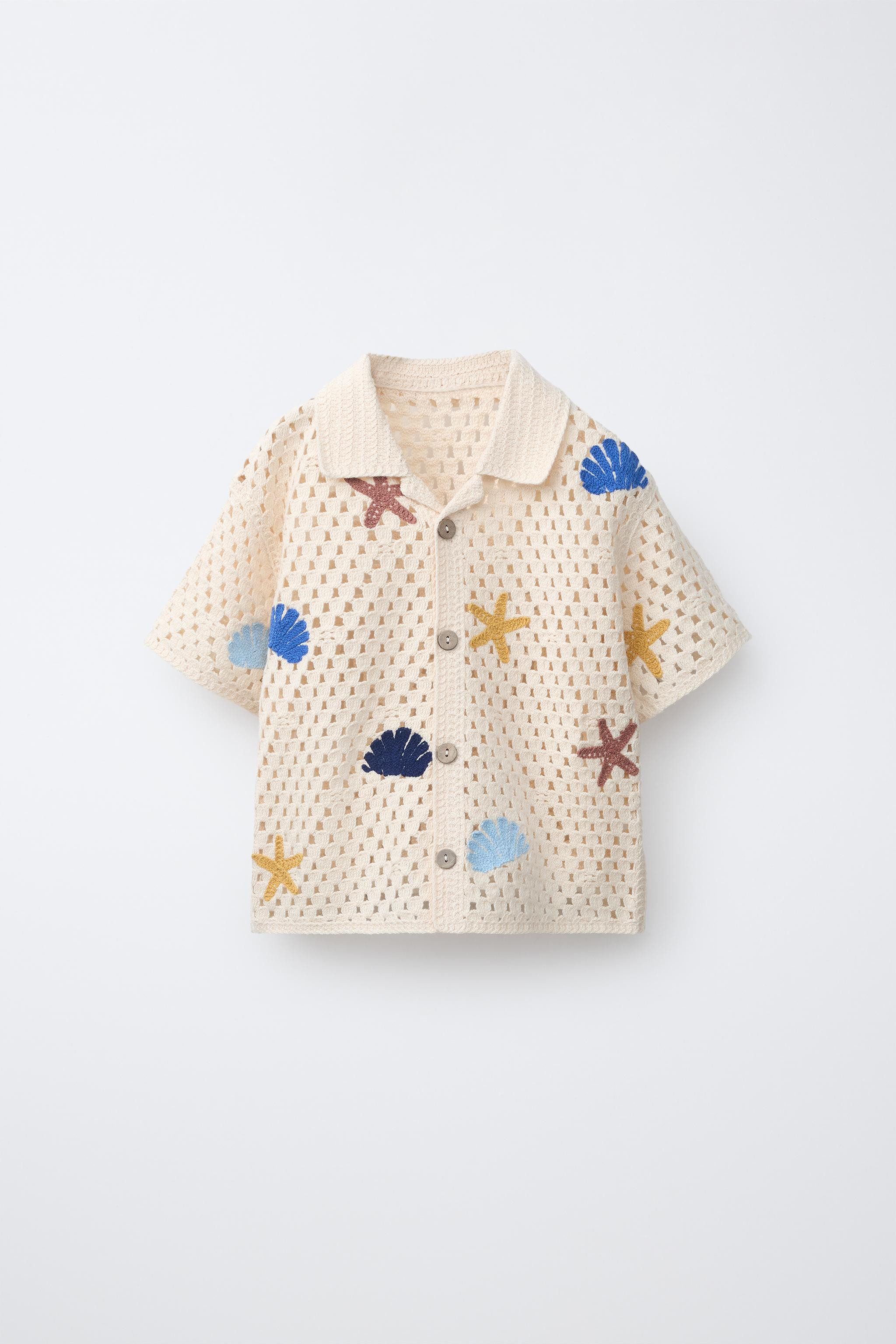 MARINE MOTIF CROCHET KNIT SHIRT | Zara US