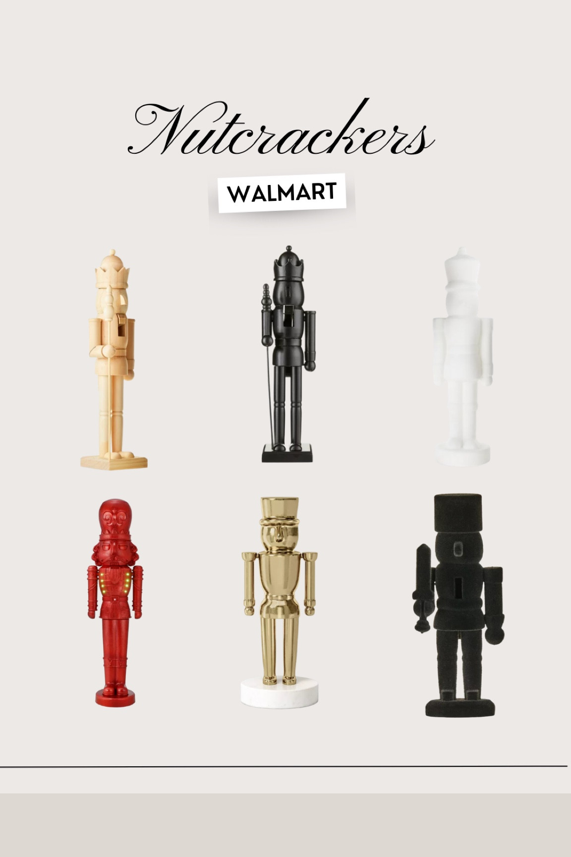Walmart nutcrackers, flocked, wooden, white, red, black, Christmas, holiday, Walmart home 

#LTKhome #LTKSeasonal #LTKHoliday