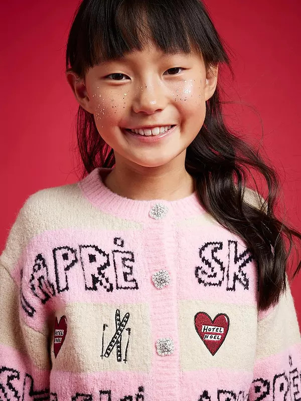 River Island Older Girls Nephthys Apres Ski Cardigan - Pink | Very (UK)