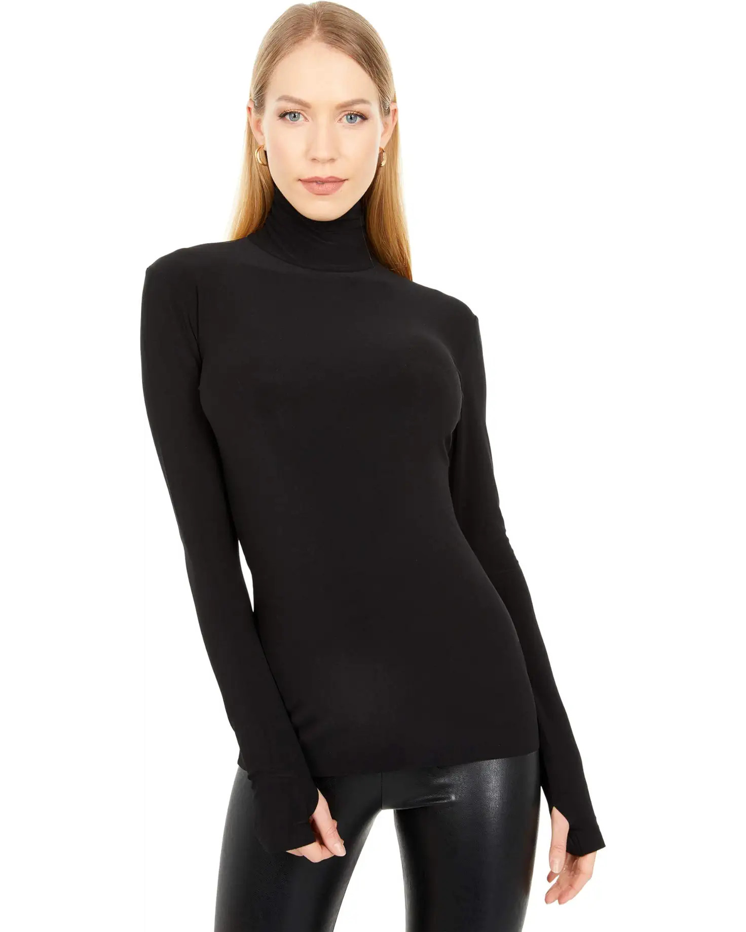 Norma Kamali Slim Fit Long Sleeve Turtle Top | Zappos