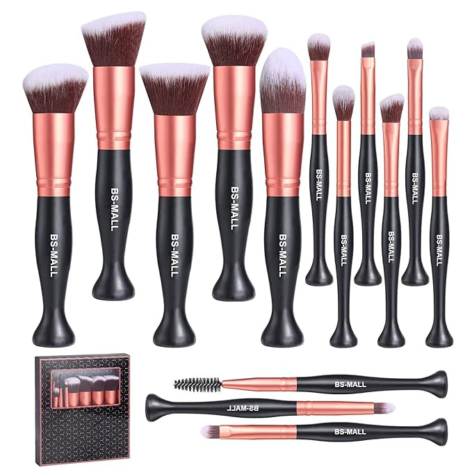 BS-MALL Makeup Brushes Stand Up Premium Synthetic Foundation Powder Concealers Eye Shadows (14Bla... | Amazon (US)