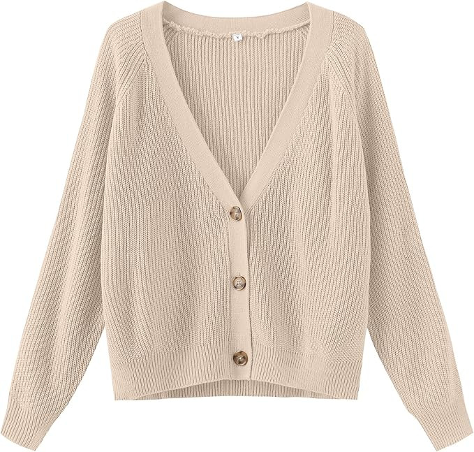 TASAMO Women's Long Sleeve Knit Sweater Open Front Cardigan Button Loose Outerwear | Amazon (US)