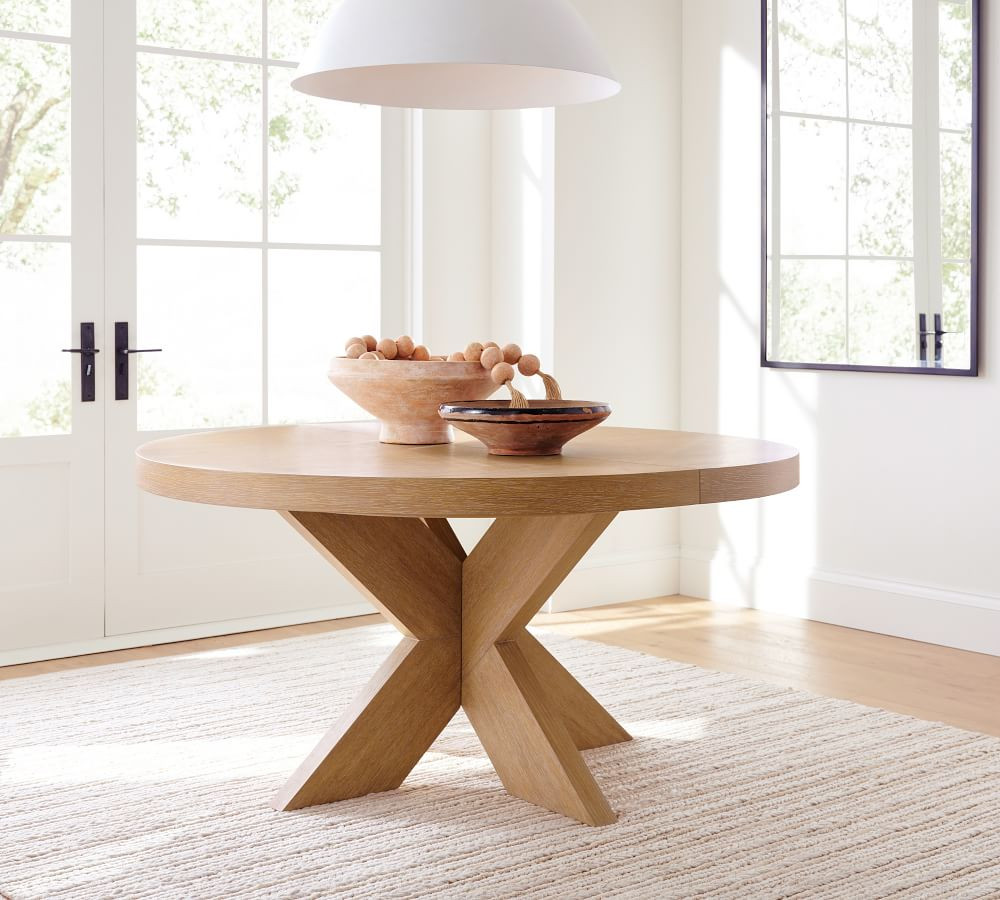 Modern Farmhouse Round Pedestal Extending Dining Table | Pottery Barn (US)