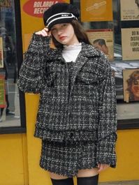 (JK-19502) Tweed Jacket Black | W Concept (US)