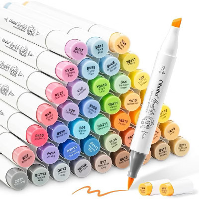 Ohuhu Alcohol Brush Markers 48 Mid-tone Colors- Double Tipped Alcohol Based Art Marker Set - Brush & Chisel Dual Tips- Honolulu- Refillable | Target