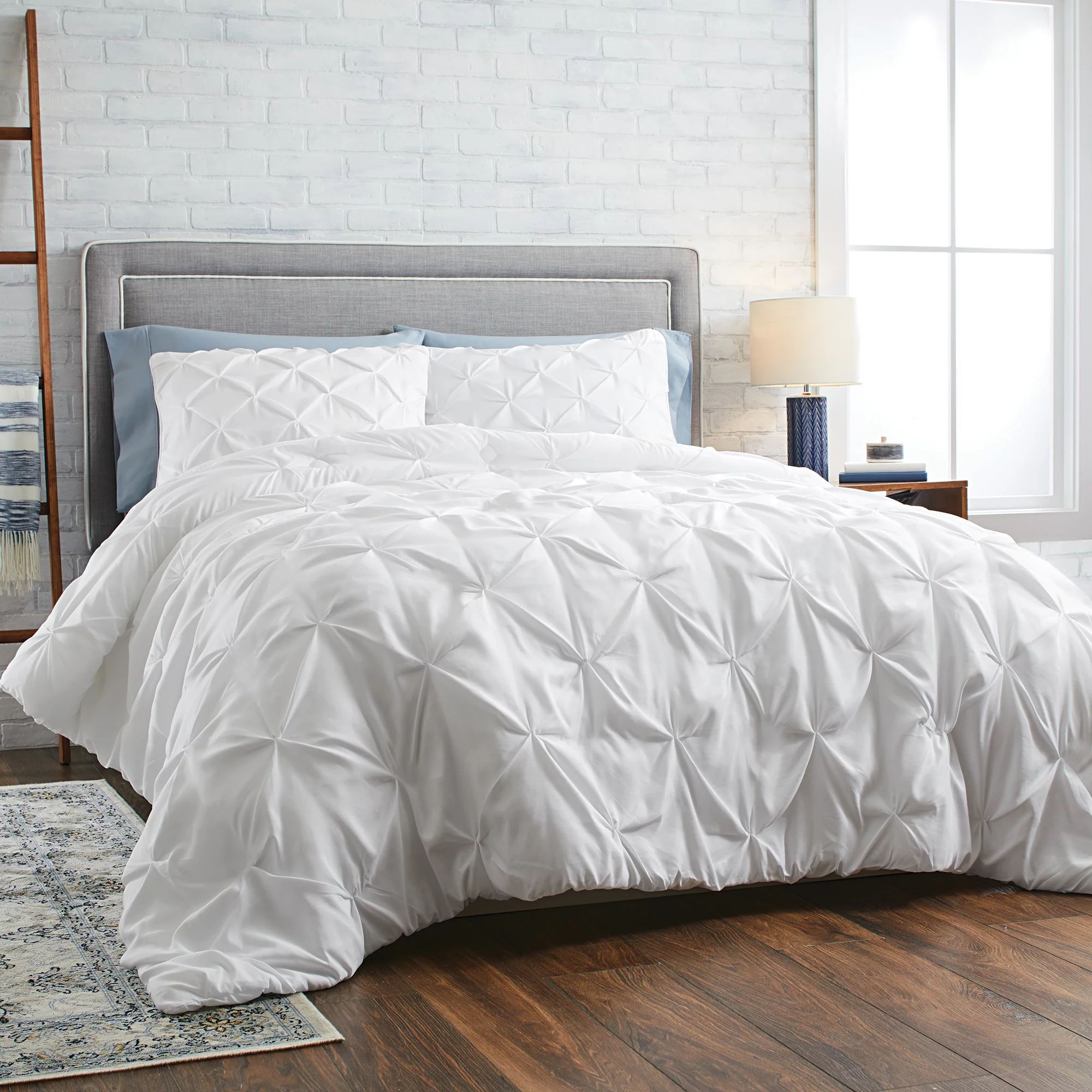 Better Homes & Gardens White Pintuck 3-Piece Comforter Set, Full/Queen | Walmart (US)