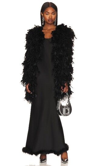 Chandelle Feather Coat in Black | Revolve Clothing (Global)