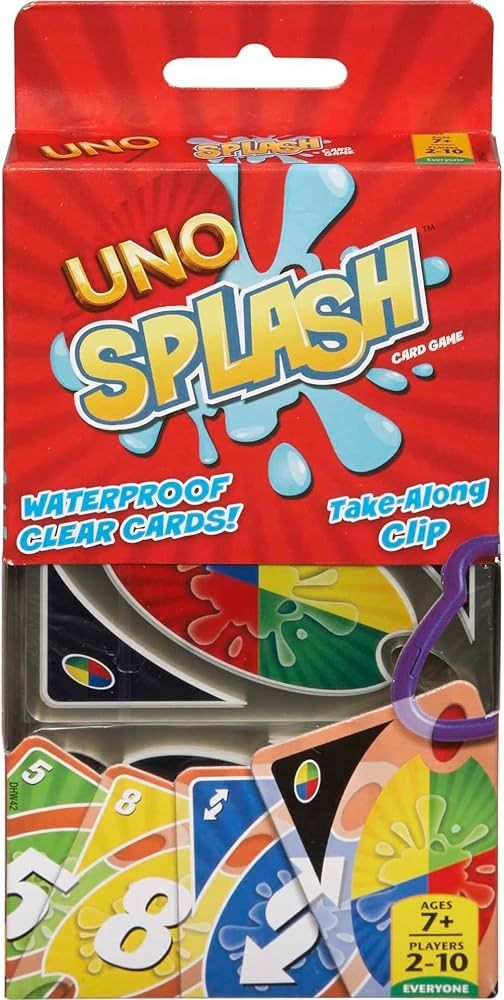 ​UNO Splash Card Game for Outdoor Camping, Travel and Family Night With Water-Resistent Plastic... | Amazon (US)