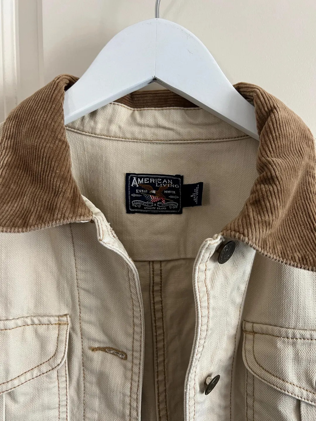vintage khaki barn jacket with corduroy collar | Etsy (US)