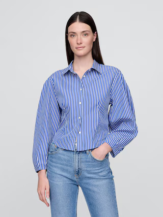 Organic Cotton Poplin Balloon-Sleeve Shirt | Gap (US)